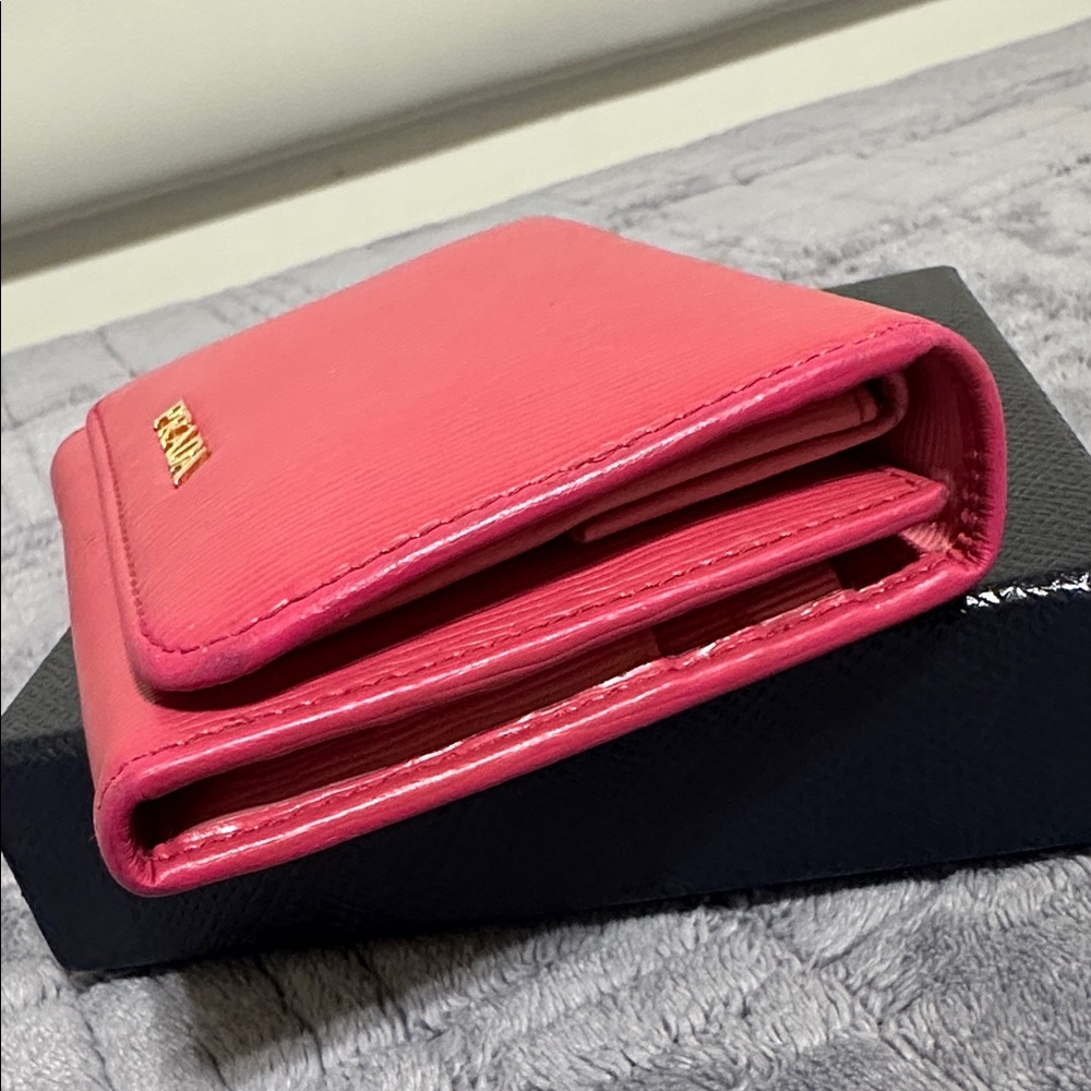 Prada Coral Pink Compact Trifold Wallet - Picture 5 of 14